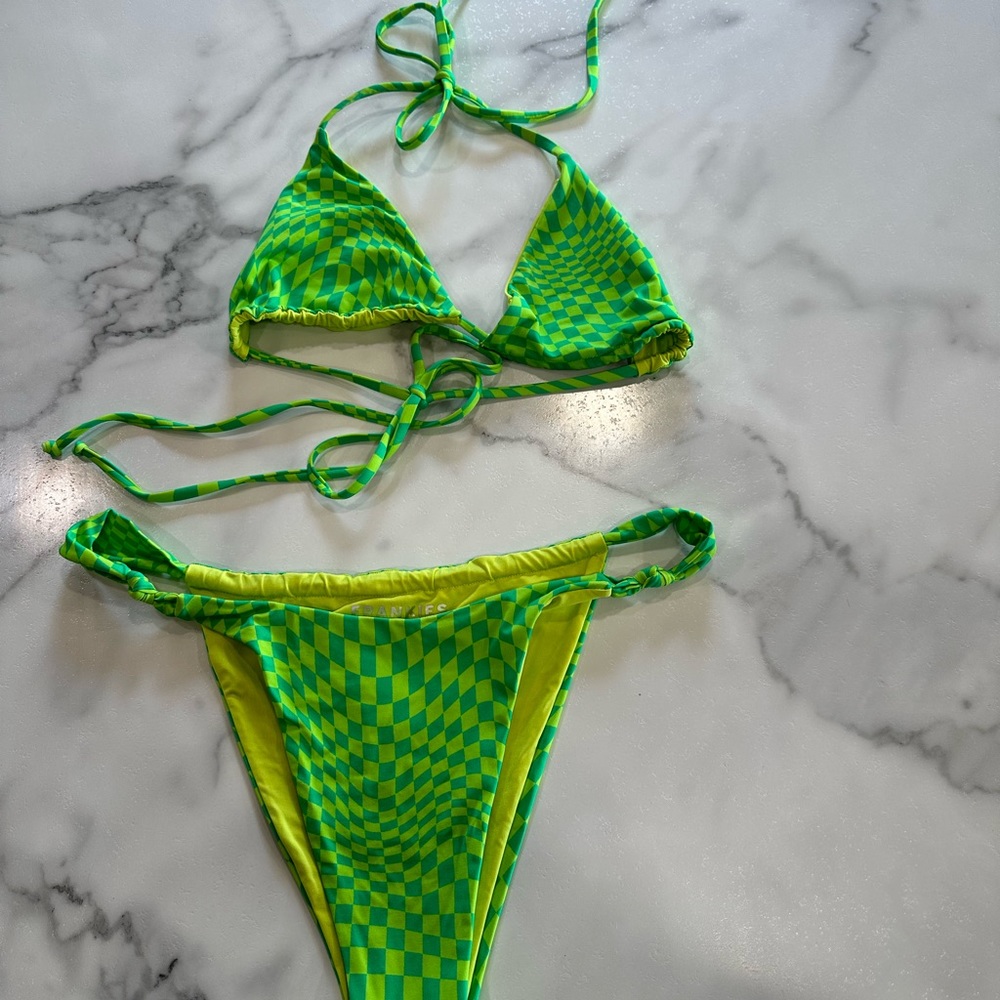 Frankie's Bikinis Neon Green Checkered Bikini - Picture 6 of 6